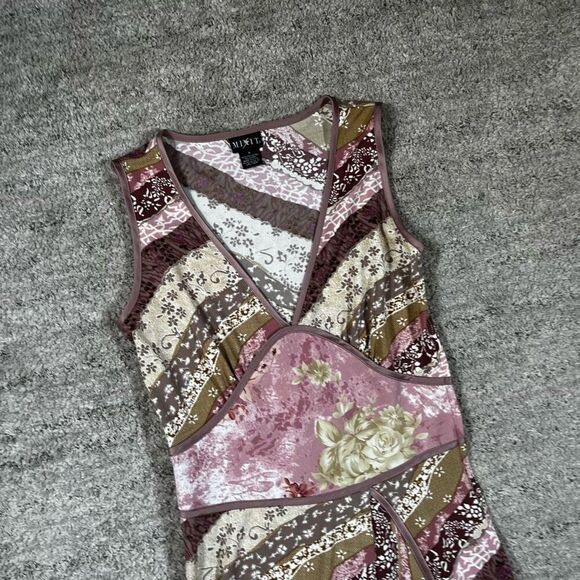 Vintage Y2K Mix It Patterned Hi Low Midi Women’s Floral Dress - Picture 4 of 6